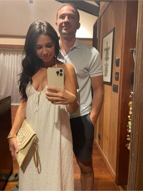 Zara White Lace Maxi Dress with Halter Spaghetti Straps